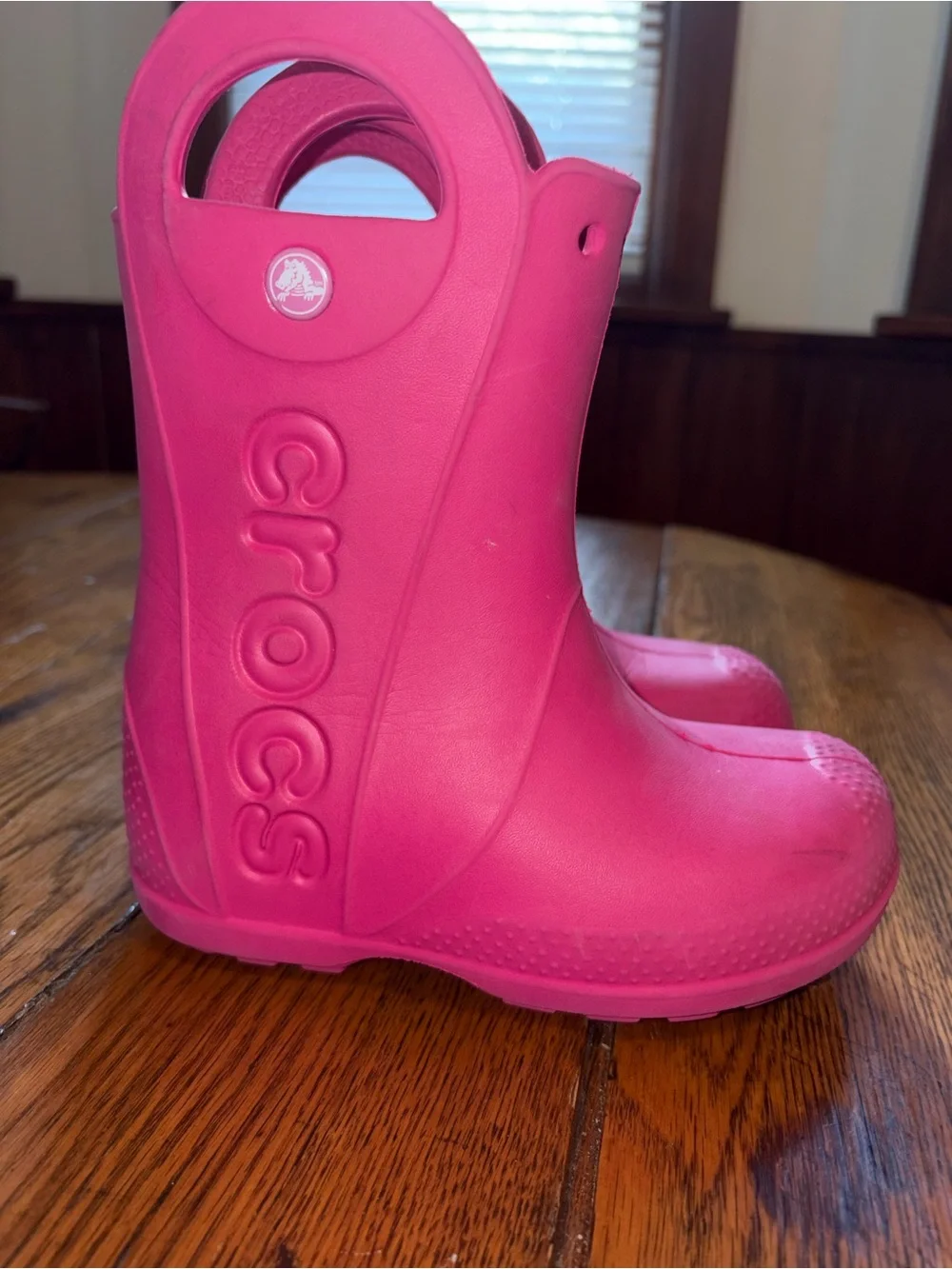 Crocs Waterproof Pull On Rain Boots Kids Size C 12 Hot Pink